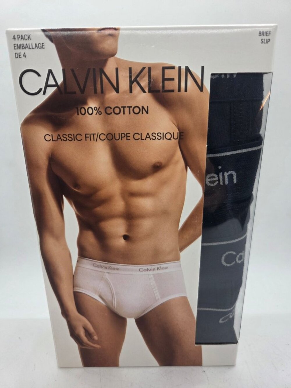 Calvin Klein Mens 4-Pack Classic Fit 100% Cotton Briefs Medium Black comfort